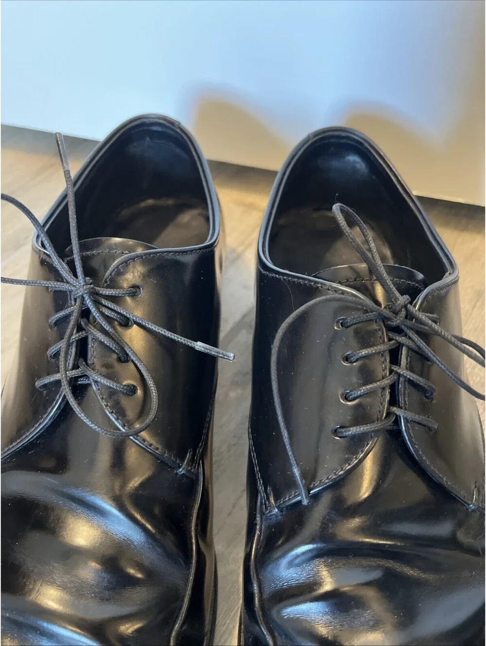 PRADA MENS BLACK DRESS OXFORD SHOES SIZE 9.5 MADE IN ITALY GOOD CONDITION!